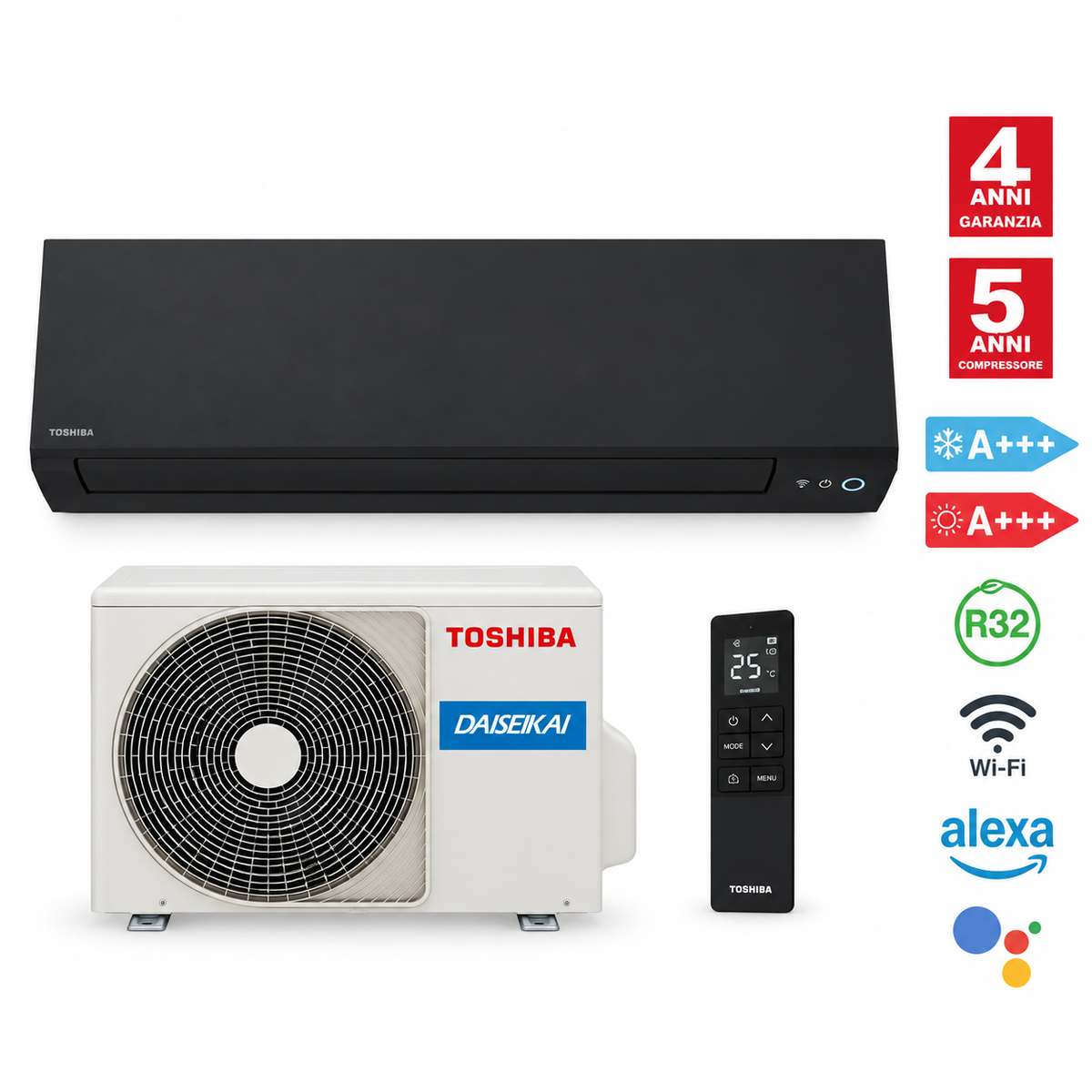 TOSHIBA Set Serie Shorai Black Edge White 22000 BTU